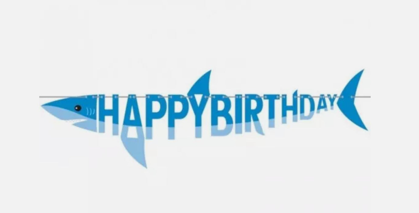 Shark Party Happy Birthday banner | 1ct