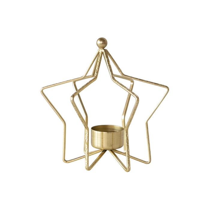 Christmas Gold Star Tealight Holder 6.5in | 1 ct