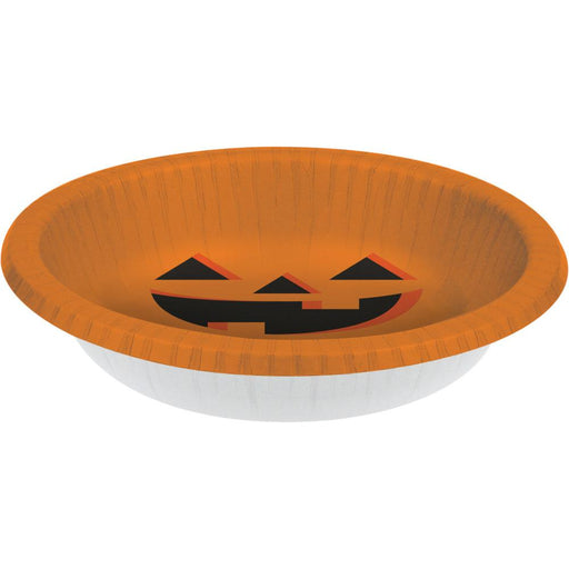 Orange Halloween Pumpkin Paper Bowl 20oz 8ct