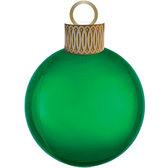 Green Christmas Ornament Balloon Uninflated 20" | 1ct