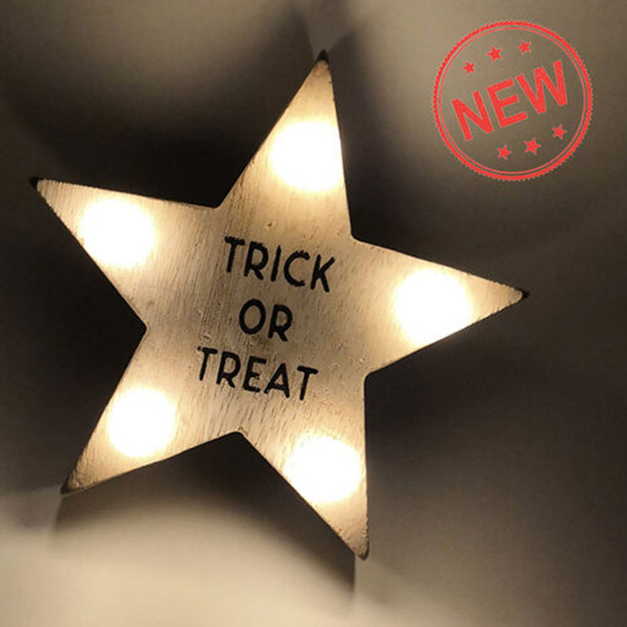 Halloween Star Shaped Trick or Treat Sign with LEDs