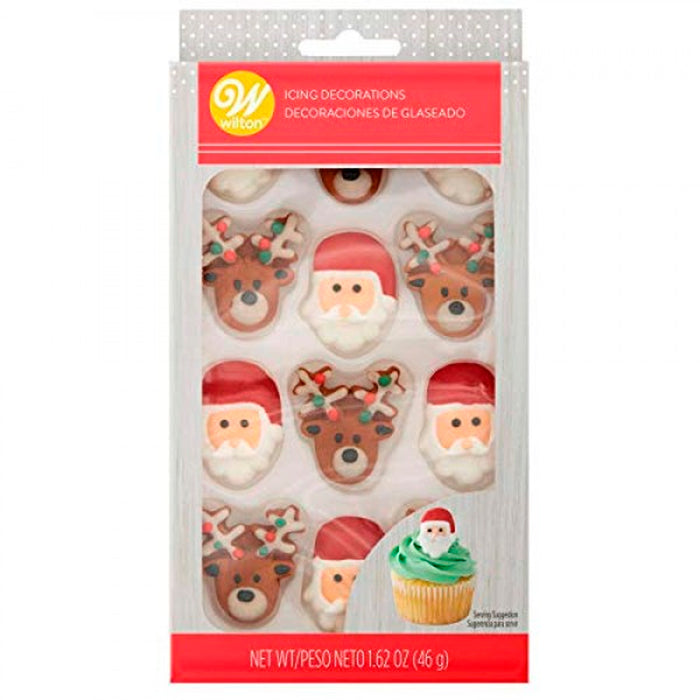 Santa and Reindeer Icing Decorations | 12ct