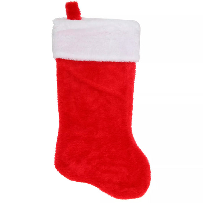 Traditional Red and White Plush Christmas Stocking 17" | 1ct