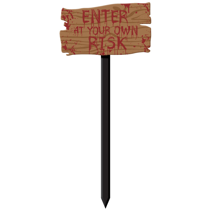 Bloody Enter at Own Risk Sign