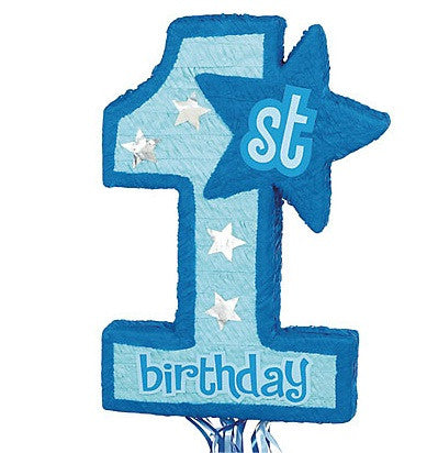 1st Birthday Blue Pull String Pinata