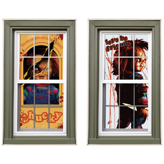 Child's Play Chucky Plastic Window Silhouette Scene Setters 2ct