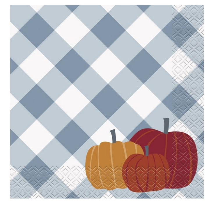 Pumpkin Gingham Luncheon Napkins | 16ct