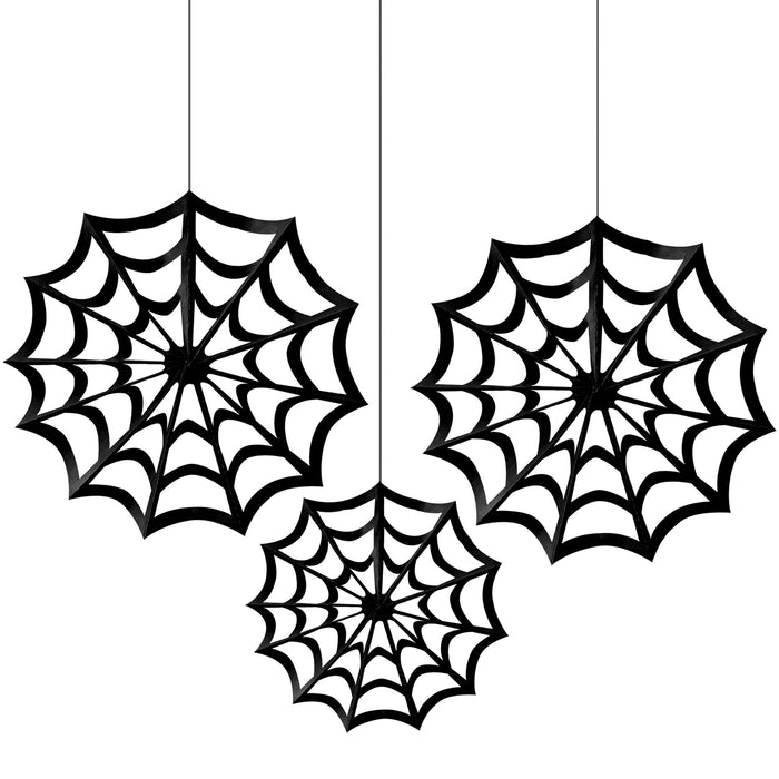 Halloween Spider Web Fan Decorations 3pc