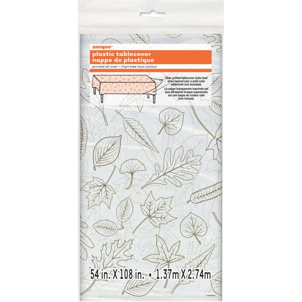 Clear Fall Leaves Plastic Tablecover | 1ct