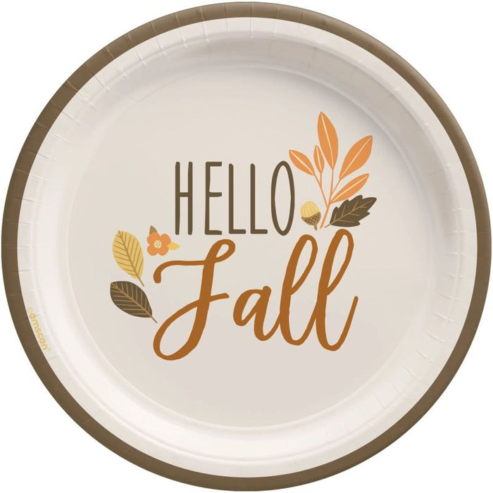 Golden Autumn Round Paper Plates 7" | 8 ct