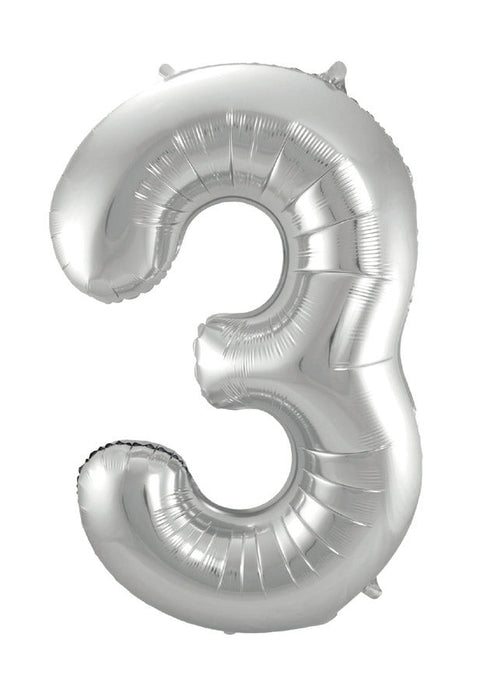 Air-filled Silver Number Balloon 3