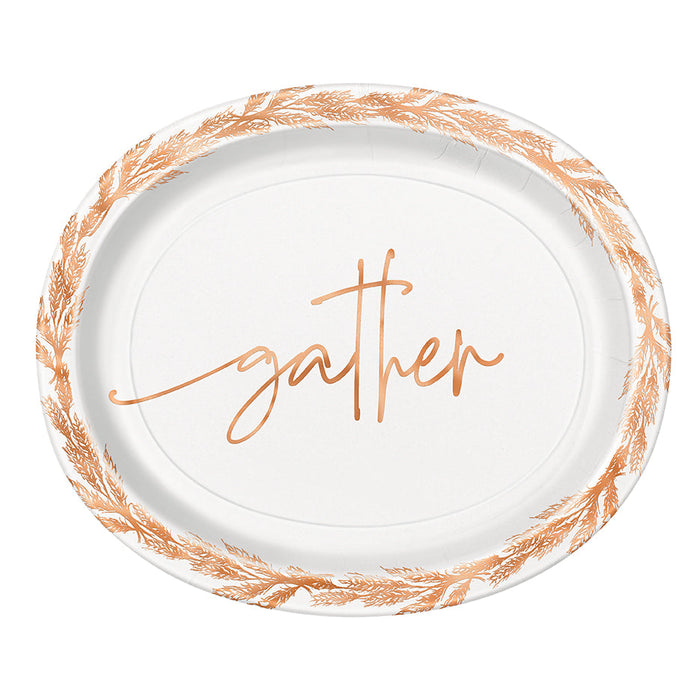 Thanksgiving Elegant Oval Party Plates, 12 in | 8 ct