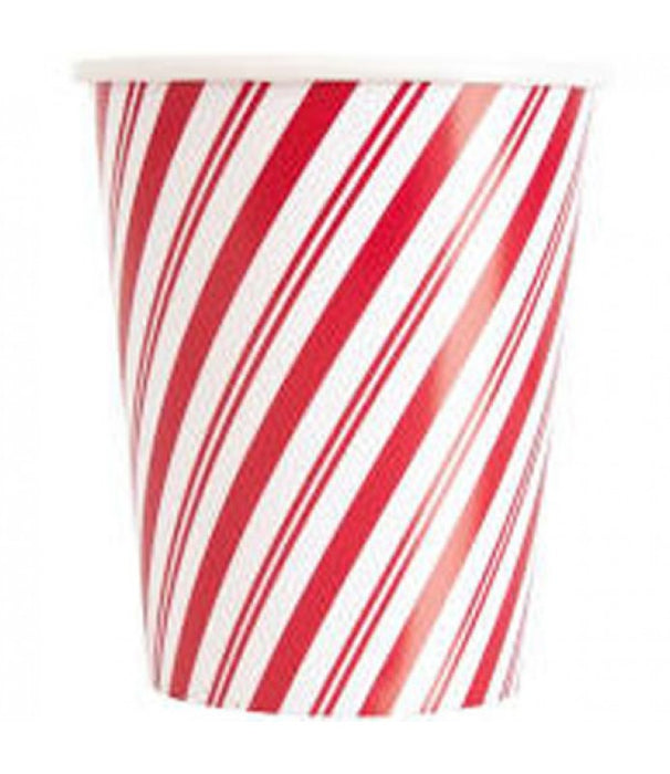 Christmas Red Striped Paper Cups 9oz | 8ct