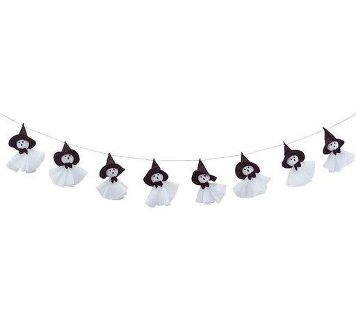 Halloween Ghost Garland with Witch Hats 34in