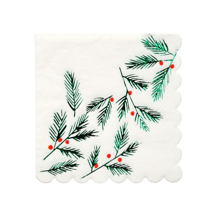 Christmas Holly Beverage Napkins | 16ct