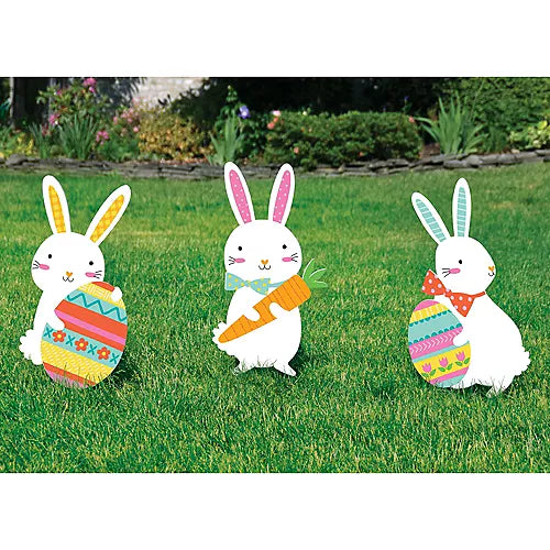 Easter Bunny Plastic & Metal Yard Sign | 1ct