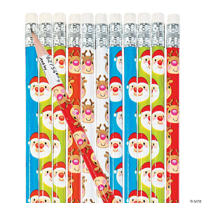 Reindeer and Santa Pencils 12 pc| 1 ct