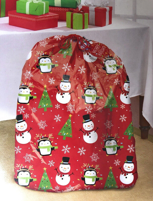 Christmas Snowy Friends Large Plastic Gift Sack 56"x44" | 1ct